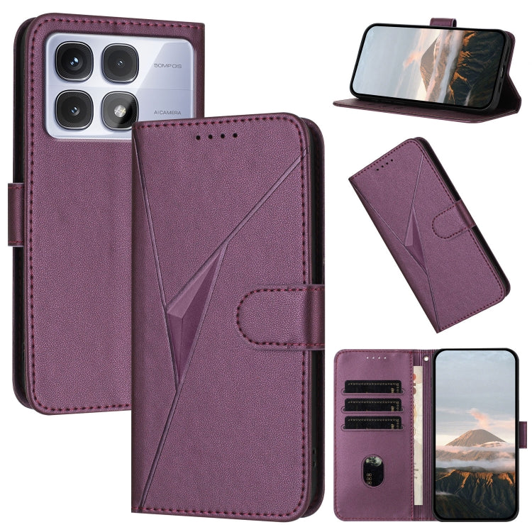Triangle Pattern Buckle Clasp Leather Phone Case, For Redmi Turbo 4 / Poco X7 Pro, For Redmi Note 14 Pro 4G, For Redmi Note 14 4G 163.25mm, For Redmi A3 Pro, For Redmi Note 14 5G, For Redmi Note 14 Pro+ 5G, For Redmi 14C 4G, For Redmi K70 Ultra        ...