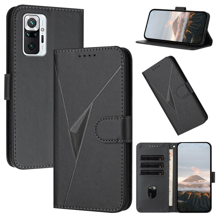 Triangle Pattern Buckle Clasp Leather Phone Case, For Redmi Note 10 Pro, For Redmi Note 10 4G Global, For Redmi 9T
