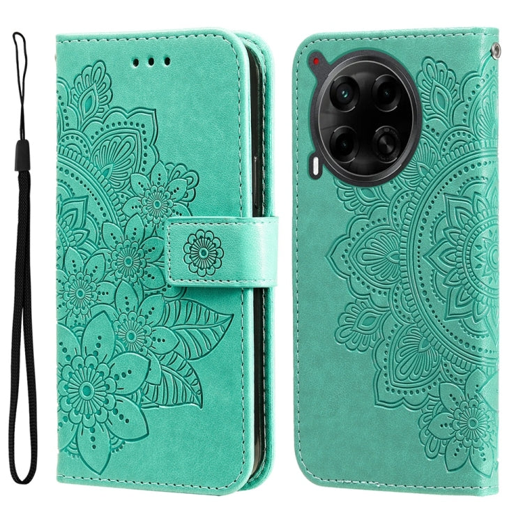 Seven-petal Flowers Embossing Leather Phone Case, For Tecno Spark 40 5G / Spark Go 5G 2025, For Tecno Spark 40C, For Tecno Pova 7 Pro 5G, For Tecno Pova 7 5G, For Tecno Spark 40 Pro+ 4G, For Tecno Spark 40 Pro  4G, For Tecno Spark 40 4G                ...