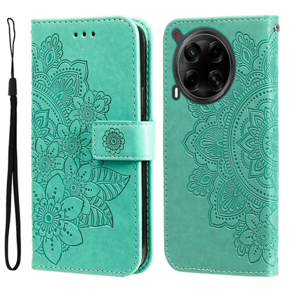 Seven-petal Flowers Embossing Leather Phone Case, For Tecno Spark 40 5G / Spark Go 5G 2025, For Tecno Spark 40C, For Tecno Pova 7 Pro 5G, For Tecno Pova 7 5G, For Tecno Spark 40 Pro+ 4G, For Tecno Spark 40 Pro  4G, For Tecno Spark 40 4G                ...