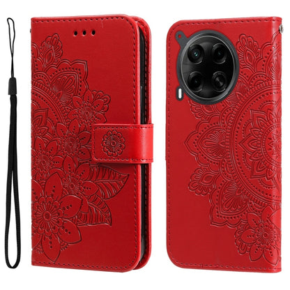 Seven-petal Flowers Embossing Leather Phone Case, For Tecno Spark 40 5G / Spark Go 5G 2025, For Tecno Spark 40C, For Tecno Pova 7 Pro 5G, For Tecno Pova 7 5G, For Tecno Spark 40 Pro+ 4G, For Tecno Spark 40 Pro  4G, For Tecno Spark 40 4G                ...
