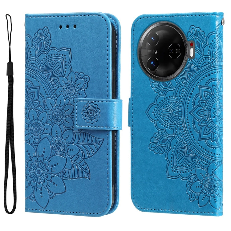 Seven-petal Flowers Embossing Leather Phone Case, For Tecno Spark 40 5G / Spark Go 5G 2025, For Tecno Spark 40C, For Tecno Pova 7 Pro 5G, For Tecno Pova 7 5G, For Tecno Spark 40 Pro+ 4G, For Tecno Spark 40 Pro  4G, For Tecno Spark 40 4G                ...