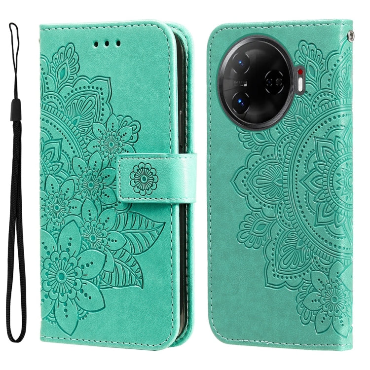 Seven-petal Flowers Embossing Leather Phone Case, For Tecno Spark 40 5G / Spark Go 5G 2025, For Tecno Spark 40C, For Tecno Pova 7 Pro 5G, For Tecno Pova 7 5G, For Tecno Spark 40 Pro+ 4G, For Tecno Spark 40 Pro  4G, For Tecno Spark 40 4G                ...