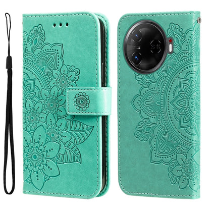 Seven-petal Flowers Embossing Leather Phone Case, For Tecno Spark 40 5G / Spark Go 5G 2025, For Tecno Spark 40C, For Tecno Pova 7 Pro 5G, For Tecno Pova 7 5G, For Tecno Spark 40 Pro+ 4G, For Tecno Spark 40 Pro  4G, For Tecno Spark 40 4G                ...