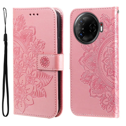 Seven-petal Flowers Embossing Leather Phone Case, For Tecno Spark 40 5G / Spark Go 5G 2025, For Tecno Spark 40C, For Tecno Pova 7 Pro 5G, For Tecno Pova 7 5G, For Tecno Spark 40 Pro+ 4G, For Tecno Spark 40 Pro  4G, For Tecno Spark 40 4G                ...