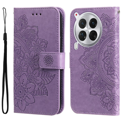 Seven-petal Flowers Embossing Leather Phone Case, For Tecno Spark 40 5G / Spark Go 5G 2025, For Tecno Spark 40C, For Tecno Pova 7 Pro 5G, For Tecno Pova 7 5G, For Tecno Spark 40 Pro+ 4G, For Tecno Spark 40 Pro  4G, For Tecno Spark 40 4G                ...