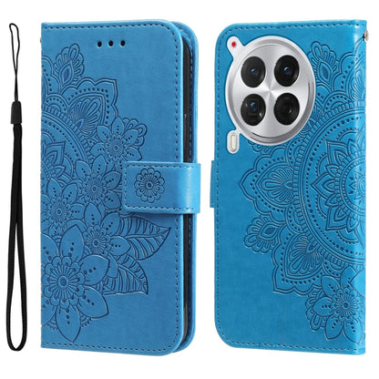 Seven-petal Flowers Embossing Leather Phone Case, For Tecno Spark 40 5G / Spark Go 5G 2025, For Tecno Spark 40C, For Tecno Pova 7 Pro 5G, For Tecno Pova 7 5G, For Tecno Spark 40 Pro+ 4G, For Tecno Spark 40 Pro  4G, For Tecno Spark 40 4G                ...