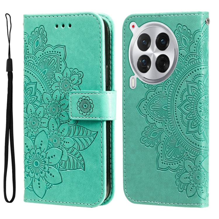 Seven-petal Flowers Embossing Leather Phone Case, For Tecno Spark 40 5G / Spark Go 5G 2025, For Tecno Spark 40C, For Tecno Pova 7 Pro 5G, For Tecno Pova 7 5G, For Tecno Spark 40 Pro+ 4G, For Tecno Spark 40 Pro  4G, For Tecno Spark 40 4G                ...