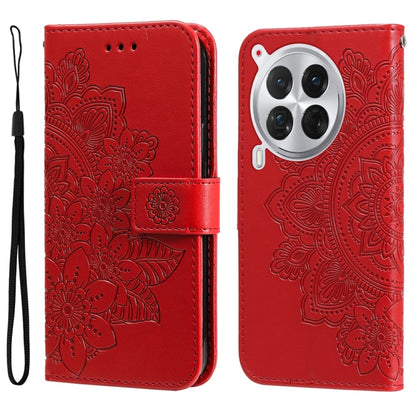 Seven-petal Flowers Embossing Leather Phone Case, For Tecno Spark 40 5G / Spark Go 5G 2025, For Tecno Spark 40C, For Tecno Pova 7 Pro 5G, For Tecno Pova 7 5G, For Tecno Spark 40 Pro+ 4G, For Tecno Spark 40 Pro  4G, For Tecno Spark 40 4G                ...