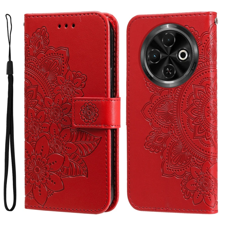 Seven-petal Flowers Embossing Leather Phone Case, For Tecno Spark 40 5G / Spark Go 5G 2025, For Tecno Spark 40C, For Tecno Pova 7 Pro 5G, For Tecno Pova 7 5G, For Tecno Spark 40 Pro+ 4G, For Tecno Spark 40 Pro  4G, For Tecno Spark 40 4G                ...