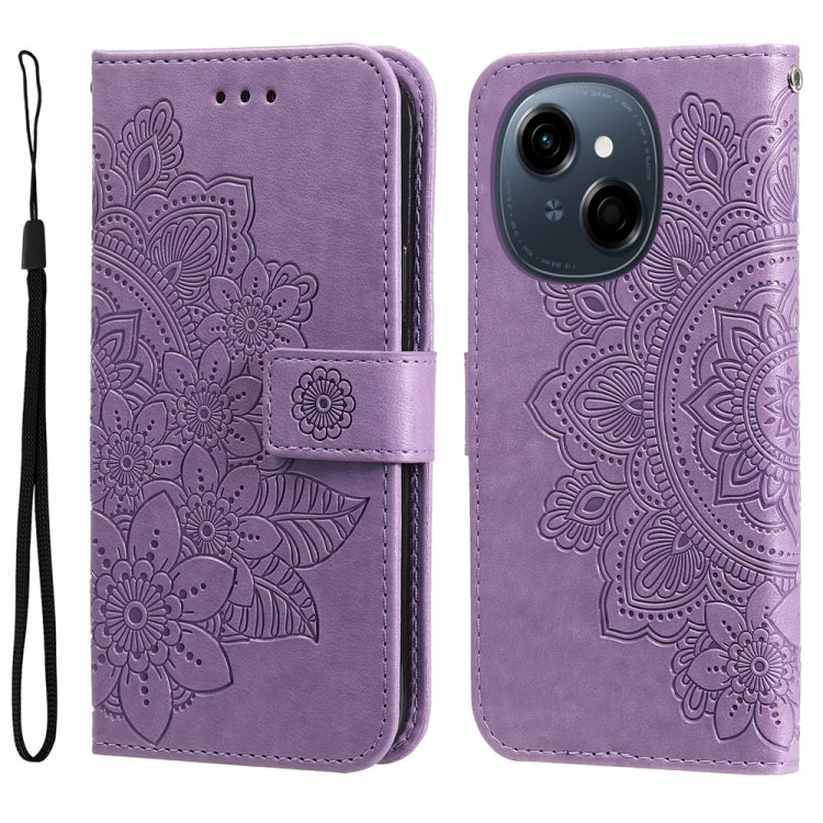 Seven-petal Flowers Embossing Leather Phone Case, For Tecno Spark 40 5G / Spark Go 5G 2025, For Tecno Spark 40C, For Tecno Pova 7 Pro 5G, For Tecno Pova 7 5G, For Tecno Spark 40 Pro+ 4G, For Tecno Spark 40 Pro  4G, For Tecno Spark 40 4G                ...
