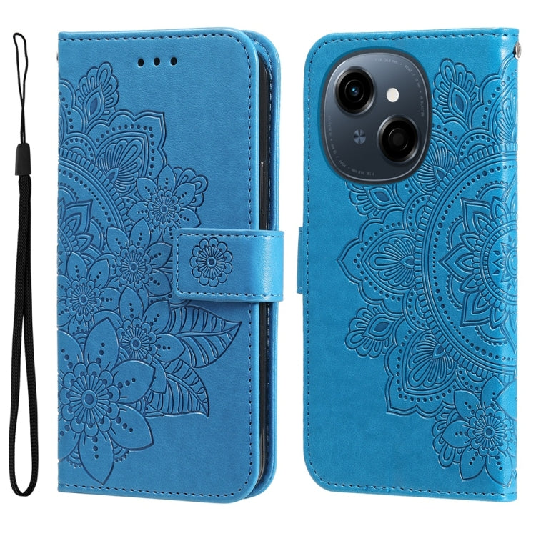 Seven-petal Flowers Embossing Leather Phone Case, For Tecno Spark 40 5G / Spark Go 5G 2025, For Tecno Spark 40C, For Tecno Pova 7 Pro 5G, For Tecno Pova 7 5G, For Tecno Spark 40 Pro+ 4G, For Tecno Spark 40 Pro  4G, For Tecno Spark 40 4G                ...