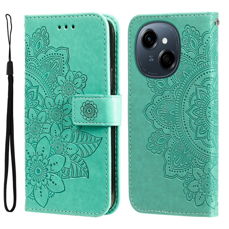 Seven-petal Flowers Embossing Leather Phone Case, For Tecno Spark 40 5G / Spark Go 5G 2025, For Tecno Spark 40C, For Tecno Pova 7 Pro 5G, For Tecno Pova 7 5G, For Tecno Spark 40 Pro+ 4G, For Tecno Spark 40 Pro  4G, For Tecno Spark 40 4G                ...