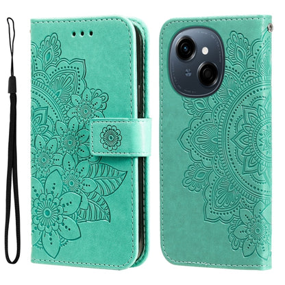 Seven-petal Flowers Embossing Leather Phone Case, For Tecno Spark 40 5G / Spark Go 5G 2025, For Tecno Spark 40C, For Tecno Pova 7 Pro 5G, For Tecno Pova 7 5G, For Tecno Spark 40 Pro+ 4G, For Tecno Spark 40 Pro  4G, For Tecno Spark 40 4G                ...