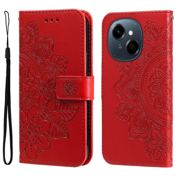 Seven-petal Flowers Embossing Leather Phone Case, For Tecno Spark 40 5G / Spark Go 5G 2025, For Tecno Spark 40C, For Tecno Pova 7 Pro 5G, For Tecno Pova 7 5G, For Tecno Spark 40 Pro+ 4G, For Tecno Spark 40 Pro  4G, For Tecno Spark 40 4G                ...