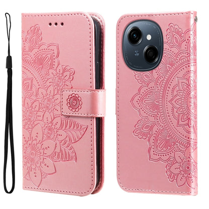 Seven-petal Flowers Embossing Leather Phone Case, For Tecno Spark 40 5G / Spark Go 5G 2025, For Tecno Spark 40C, For Tecno Pova 7 Pro 5G, For Tecno Pova 7 5G, For Tecno Spark 40 Pro+ 4G, For Tecno Spark 40 Pro  4G, For Tecno Spark 40 4G                ...