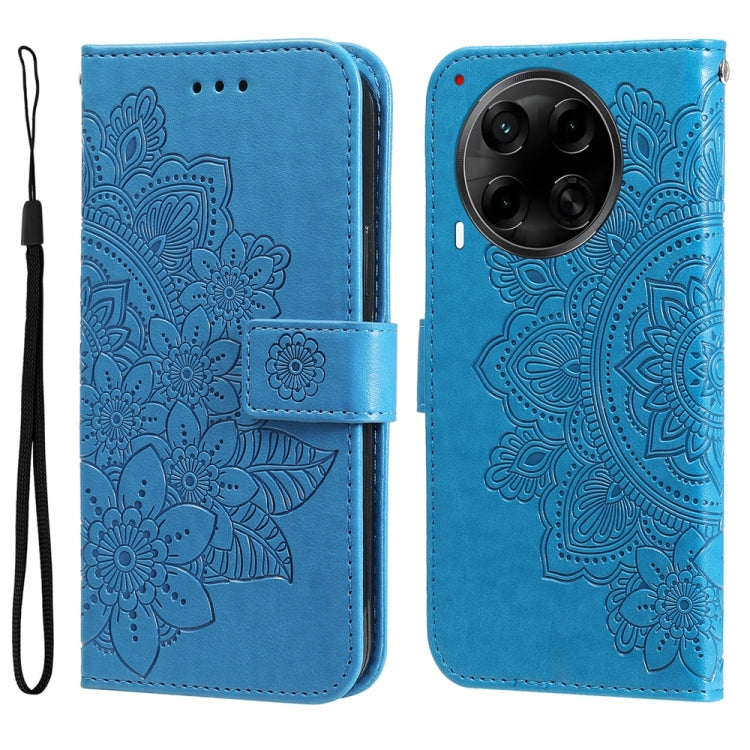 Seven-petal Flowers Embossing Leather Phone Case, For Tecno Spark 40 5G / Spark Go 5G 2025, For Tecno Spark 40C, For Tecno Pova 7 Pro 5G, For Tecno Pova 7 5G, For Tecno Spark 40 Pro+ 4G, For Tecno Spark 40 Pro  4G, For Tecno Spark 40 4G                ...