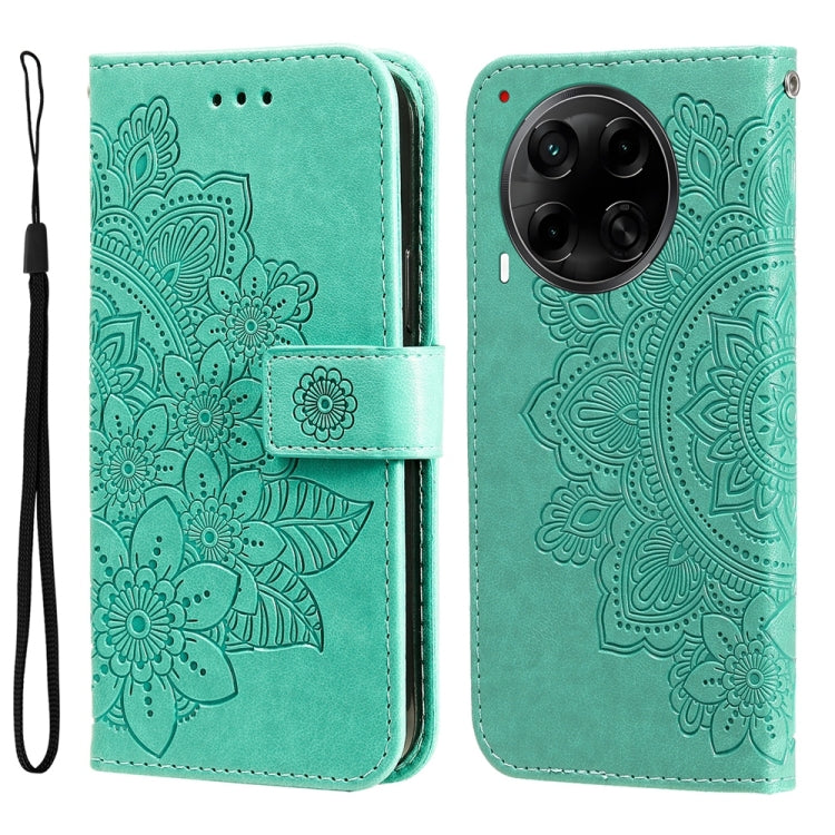 Seven-petal Flowers Embossing Leather Phone Case, For Tecno Spark 40 5G / Spark Go 5G 2025, For Tecno Spark 40C, For Tecno Pova 7 Pro 5G, For Tecno Pova 7 5G, For Tecno Spark 40 Pro+ 4G, For Tecno Spark 40 Pro  4G, For Tecno Spark 40 4G                ...
