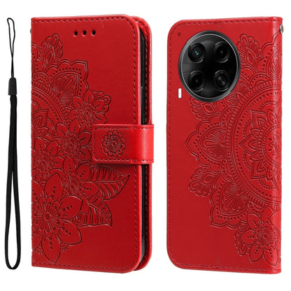 Seven-petal Flowers Embossing Leather Phone Case, For Tecno Spark 40 5G / Spark Go 5G 2025, For Tecno Spark 40C, For Tecno Pova 7 Pro 5G, For Tecno Pova 7 5G, For Tecno Spark 40 Pro+ 4G, For Tecno Spark 40 Pro  4G, For Tecno Spark 40 4G                ...