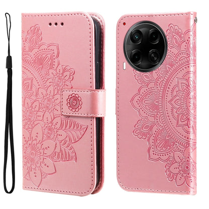 Seven-petal Flowers Embossing Leather Phone Case, For Tecno Spark 40 5G / Spark Go 5G 2025, For Tecno Spark 40C, For Tecno Pova 7 Pro 5G, For Tecno Pova 7 5G, For Tecno Spark 40 Pro+ 4G, For Tecno Spark 40 Pro  4G, For Tecno Spark 40 4G                ...
