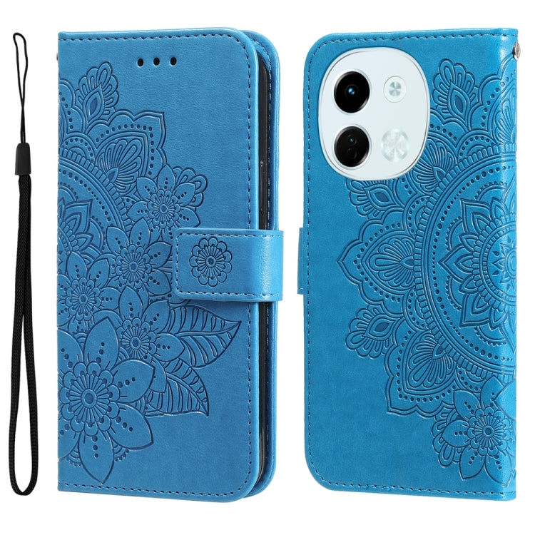 Seven-petal Flowers Embossing Leather Phone Case, For Tecno Spark 40 5G / Spark Go 5G 2025, For Tecno Spark 40C, For Tecno Pova 7 Pro 5G, For Tecno Pova 7 5G, For Tecno Spark 40 Pro+ 4G, For Tecno Spark 40 Pro  4G, For Tecno Spark 40 4G                ...