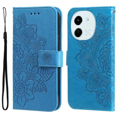 Seven-petal Flowers Embossing Leather Phone Case, For Tecno Spark 40 5G / Spark Go 5G 2025, For Tecno Spark 40C, For Tecno Pova 7 Pro 5G, For Tecno Pova 7 5G, For Tecno Spark 40 Pro+ 4G, For Tecno Spark 40 Pro  4G, For Tecno Spark 40 4G                ...