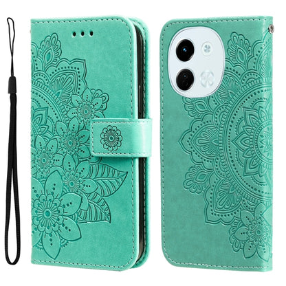 Seven-petal Flowers Embossing Leather Phone Case, For Tecno Spark 40 5G / Spark Go 5G 2025, For Tecno Spark 40C, For Tecno Pova 7 Pro 5G, For Tecno Pova 7 5G, For Tecno Spark 40 Pro+ 4G, For Tecno Spark 40 Pro  4G, For Tecno Spark 40 4G                ...