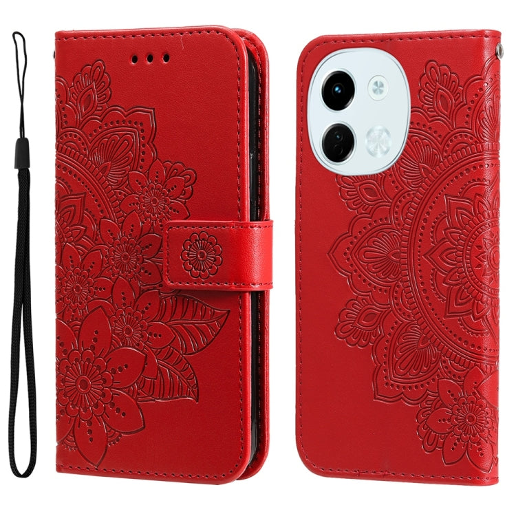 Seven-petal Flowers Embossing Leather Phone Case, For Tecno Spark 40 5G / Spark Go 5G 2025, For Tecno Spark 40C, For Tecno Pova 7 Pro 5G, For Tecno Pova 7 5G, For Tecno Spark 40 Pro+ 4G, For Tecno Spark 40 Pro  4G, For Tecno Spark 40 4G                ...
