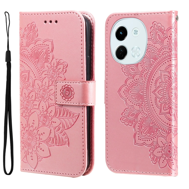 Seven-petal Flowers Embossing Leather Phone Case, For Tecno Spark 40 5G / Spark Go 5G 2025, For Tecno Spark 40C, For Tecno Pova 7 Pro 5G, For Tecno Pova 7 5G, For Tecno Spark 40 Pro+ 4G, For Tecno Spark 40 Pro  4G, For Tecno Spark 40 4G                ...