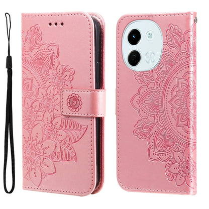 Seven-petal Flowers Embossing Leather Phone Case, For Tecno Spark 40 5G / Spark Go 5G 2025, For Tecno Spark 40C, For Tecno Pova 7 Pro 5G, For Tecno Pova 7 5G, For Tecno Spark 40 Pro+ 4G, For Tecno Spark 40 Pro  4G, For Tecno Spark 40 4G                ...