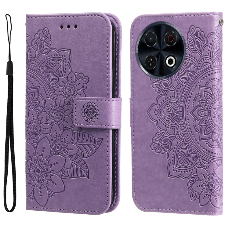 Seven-petal Flowers Embossing Leather Phone Case, For Tecno Spark 40 5G / Spark Go 5G 2025, For Tecno Spark 40C, For Tecno Pova 7 Pro 5G, For Tecno Pova 7 5G, For Tecno Spark 40 Pro+ 4G, For Tecno Spark 40 Pro  4G, For Tecno Spark 40 4G                ...
