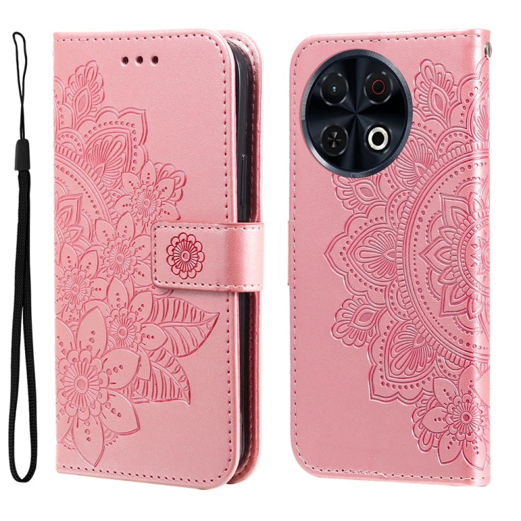 Seven-petal Flowers Embossing Leather Phone Case, For Tecno Spark 40 5G / Spark Go 5G 2025, For Tecno Spark 40C, For Tecno Pova 7 Pro 5G, For Tecno Pova 7 5G, For Tecno Spark 40 Pro+ 4G, For Tecno Spark 40 Pro  4G, For Tecno Spark 40 4G                ...