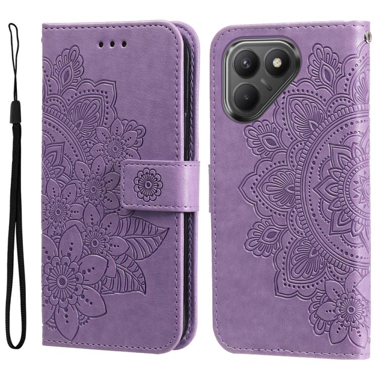 Seven-petal Flowers Embossing Leather Phone Case, For Tecno Spark 40 5G / Spark Go 5G 2025, For Tecno Spark 40C, For Tecno Pova 7 Pro 5G, For Tecno Pova 7 5G, For Tecno Spark 40 Pro+ 4G, For Tecno Spark 40 Pro  4G, For Tecno Spark 40 4G                ...