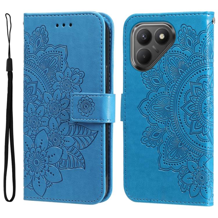 Seven-petal Flowers Embossing Leather Phone Case, For Tecno Spark 40 5G / Spark Go 5G 2025, For Tecno Spark 40C, For Tecno Pova 7 Pro 5G, For Tecno Pova 7 5G, For Tecno Spark 40 Pro+ 4G, For Tecno Spark 40 Pro  4G, For Tecno Spark 40 4G                ...