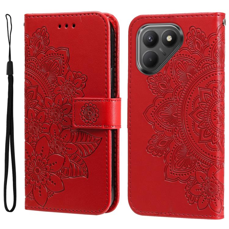 Seven-petal Flowers Embossing Leather Phone Case, For Tecno Spark 40 5G / Spark Go 5G 2025, For Tecno Spark 40C, For Tecno Pova 7 Pro 5G, For Tecno Pova 7 5G, For Tecno Spark 40 Pro+ 4G, For Tecno Spark 40 Pro  4G, For Tecno Spark 40 4G                ...