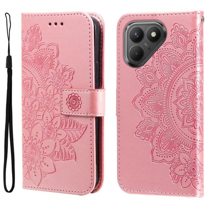 Seven-petal Flowers Embossing Leather Phone Case, For Tecno Spark 40 5G / Spark Go 5G 2025, For Tecno Spark 40C, For Tecno Pova 7 Pro 5G, For Tecno Pova 7 5G, For Tecno Spark 40 Pro+ 4G, For Tecno Spark 40 Pro  4G, For Tecno Spark 40 4G                ...