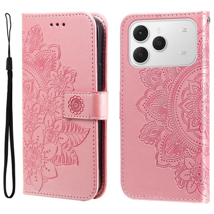 Seven-petal Flowers Embossing Leather Phone Case, For Tecno Spark 40 5G / Spark Go 5G 2025, For Tecno Spark 40C, For Tecno Pova 7 Pro 5G, For Tecno Pova 7 5G, For Tecno Spark 40 Pro+ 4G, For Tecno Spark 40 Pro  4G, For Tecno Spark 40 4G                ...