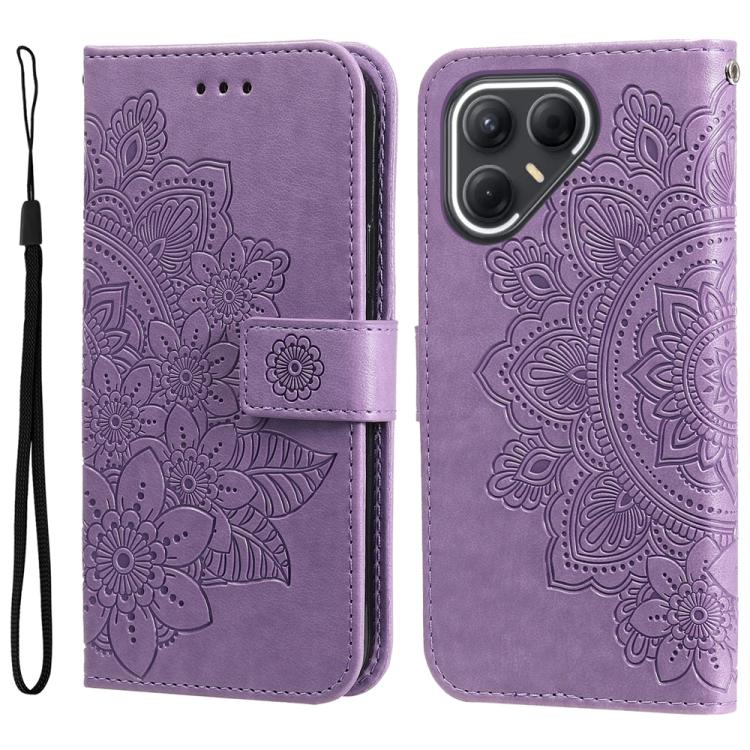 Seven-petal Flowers Embossing Leather Phone Case, For Tecno Spark 40 5G / Spark Go 5G 2025, For Tecno Spark 40C, For Tecno Pova 7 Pro 5G, For Tecno Pova 7 5G, For Tecno Spark 40 Pro+ 4G, For Tecno Spark 40 Pro  4G, For Tecno Spark 40 4G                ...