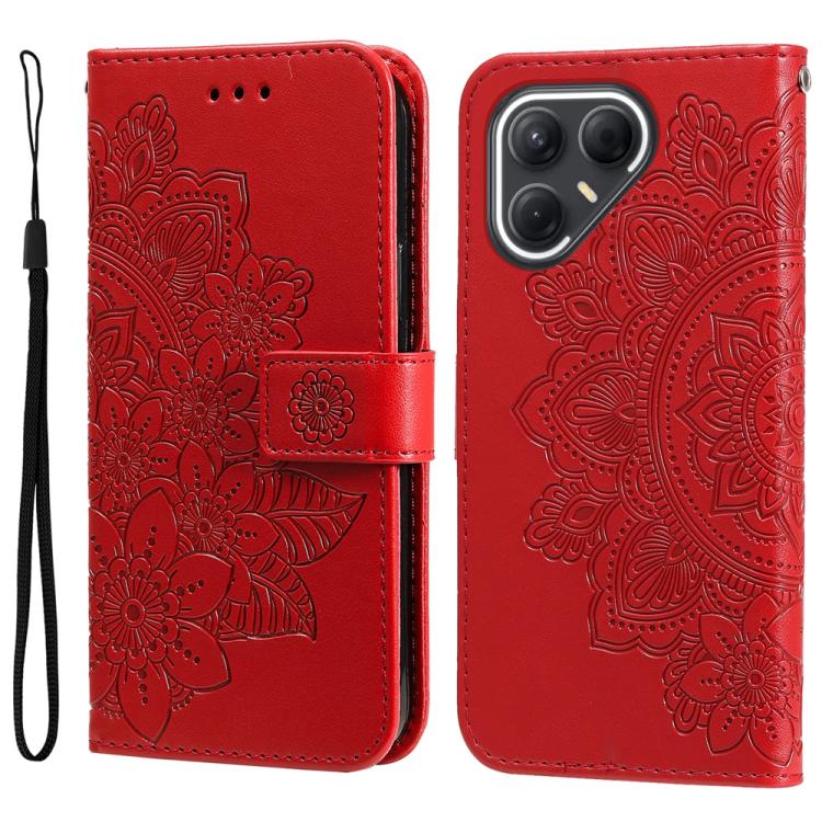 Seven-petal Flowers Embossing Leather Phone Case, For Tecno Spark 40 5G / Spark Go 5G 2025, For Tecno Spark 40C, For Tecno Pova 7 Pro 5G, For Tecno Pova 7 5G, For Tecno Spark 40 Pro+ 4G, For Tecno Spark 40 Pro  4G, For Tecno Spark 40 4G                ...