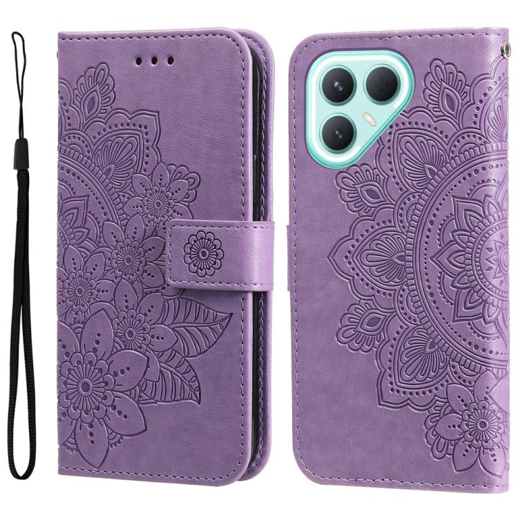 Seven-petal Flowers Embossing Leather Phone Case, For Tecno Spark 40 5G / Spark Go 5G 2025, For Tecno Spark 40C, For Tecno Pova 7 Pro 5G, For Tecno Pova 7 5G, For Tecno Spark 40 Pro+ 4G, For Tecno Spark 40 Pro  4G, For Tecno Spark 40 4G                ...