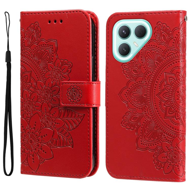 Seven-petal Flowers Embossing Leather Phone Case, For Tecno Spark 40 5G / Spark Go 5G 2025, For Tecno Spark 40C, For Tecno Pova 7 Pro 5G, For Tecno Pova 7 5G, For Tecno Spark 40 Pro+ 4G, For Tecno Spark 40 Pro  4G, For Tecno Spark 40 4G                ...