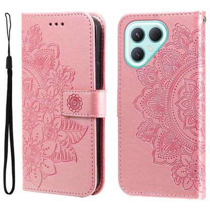 Seven-petal Flowers Embossing Leather Phone Case, For Tecno Spark 40 5G / Spark Go 5G 2025, For Tecno Spark 40C, For Tecno Pova 7 Pro 5G, For Tecno Pova 7 5G, For Tecno Spark 40 Pro+ 4G, For Tecno Spark 40 Pro  4G, For Tecno Spark 40 4G                ...