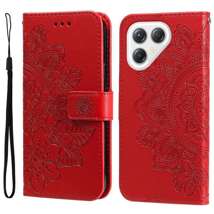 Seven-petal Flowers Embossing Leather Phone Case, For Tecno Spark 40 5G / Spark Go 5G 2025, For Tecno Spark 40C, For Tecno Pova 7 Pro 5G, For Tecno Pova 7 5G, For Tecno Spark 40 Pro+ 4G, For Tecno Spark 40 Pro  4G, For Tecno Spark 40 4G                ...
