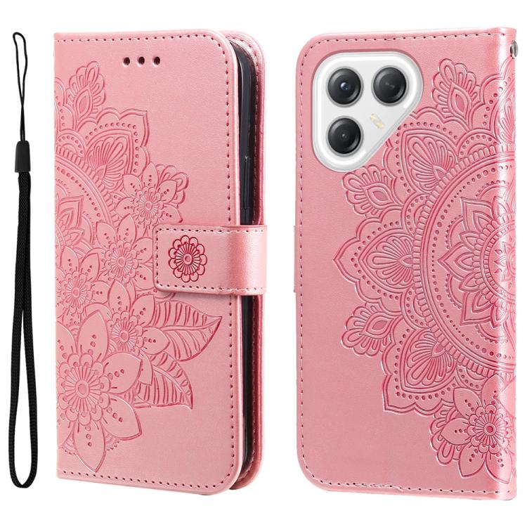 Seven-petal Flowers Embossing Leather Phone Case, For Tecno Spark 40 5G / Spark Go 5G 2025, For Tecno Spark 40C, For Tecno Pova 7 Pro 5G, For Tecno Pova 7 5G, For Tecno Spark 40 Pro+ 4G, For Tecno Spark 40 Pro  4G, For Tecno Spark 40 4G                ...