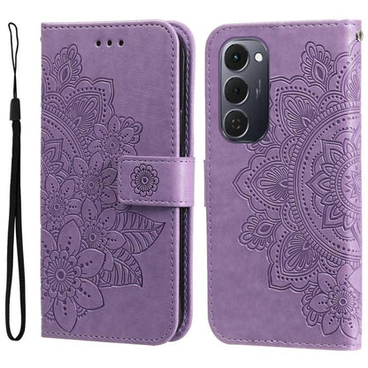 Seven-petal Flowers Embossing Leather Phone Case, For Tecno Spark 40 5G / Spark Go 5G 2025, For Tecno Spark 40C, For Tecno Pova 7 Pro 5G, For Tecno Pova 7 5G, For Tecno Spark 40 Pro+ 4G, For Tecno Spark 40 Pro  4G, For Tecno Spark 40 4G                ...