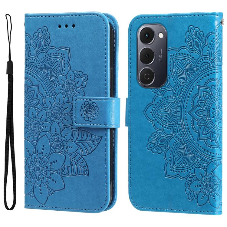 Seven-petal Flowers Embossing Leather Phone Case, For Tecno Spark 40 5G / Spark Go 5G 2025, For Tecno Spark 40C, For Tecno Pova 7 Pro 5G, For Tecno Pova 7 5G, For Tecno Spark 40 Pro+ 4G, For Tecno Spark 40 Pro  4G, For Tecno Spark 40 4G                ...