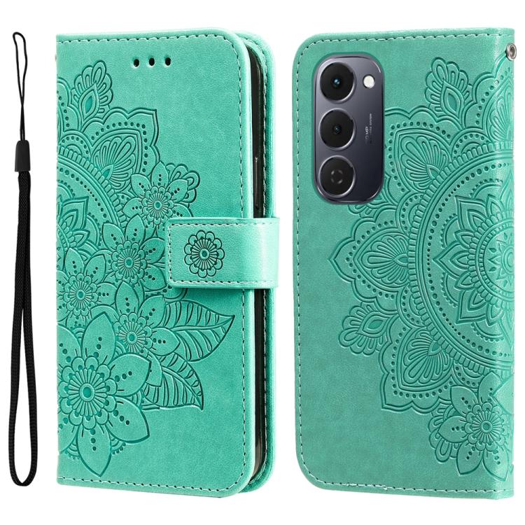 Seven-petal Flowers Embossing Leather Phone Case, For Tecno Spark 40 5G / Spark Go 5G 2025, For Tecno Spark 40C, For Tecno Pova 7 Pro 5G, For Tecno Pova 7 5G, For Tecno Spark 40 Pro+ 4G, For Tecno Spark 40 Pro  4G, For Tecno Spark 40 4G                ...
