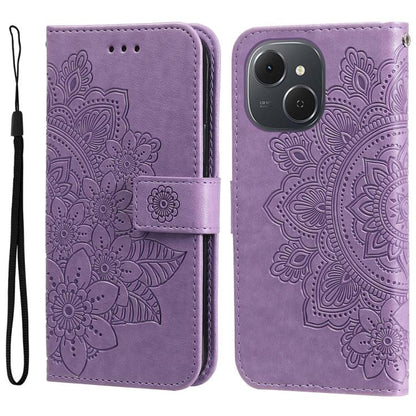 Seven-petal Flowers Embossing Leather Phone Case, For Tecno Spark 40 5G / Spark Go 5G 2025, For Tecno Spark 40C, For Tecno Pova 7 Pro 5G, For Tecno Pova 7 5G, For Tecno Spark 40 Pro+ 4G, For Tecno Spark 40 Pro  4G, For Tecno Spark 40 4G                ...