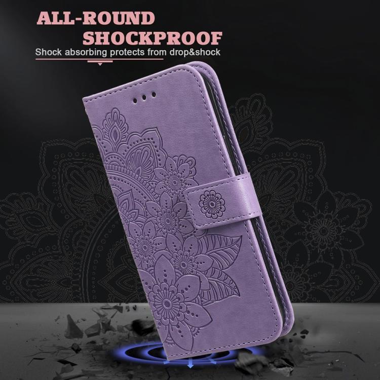 Seven-petal Flowers Embossing Leather Phone Case, For Tecno Spark 40 5G / Spark Go 5G 2025, For Tecno Spark 40C, For Tecno Pova 7 Pro 5G, For Tecno Pova 7 5G, For Tecno Spark 40 Pro+ 4G, For Tecno Spark 40 Pro  4G, For Tecno Spark 40 4G                ...