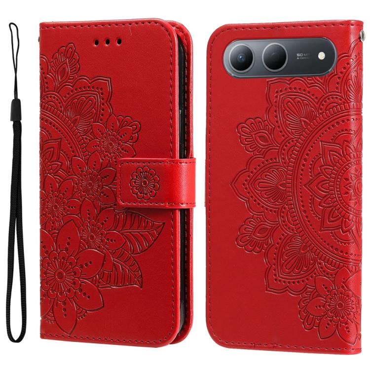 Seven-petal Flowers Embossing Leather Phone Case, For Tecno Spark 40 5G / Spark Go 5G 2025, For Tecno Spark 40C, For Tecno Pova 7 Pro 5G, For Tecno Pova 7 5G, For Tecno Spark 40 Pro+ 4G, For Tecno Spark 40 Pro  4G, For Tecno Spark 40 4G                ...